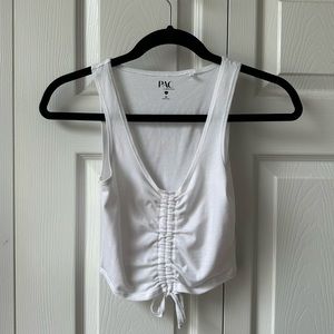PacSun | PacCares Cinched Front White Tank Top size EXTRA SMALL
